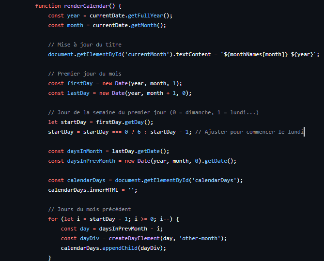 Extrait de code JavaScript