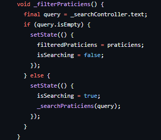 Extrait de code Flutter